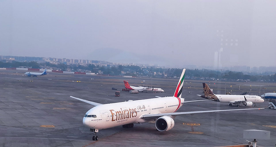 Emirates flight at Mumbai Airport