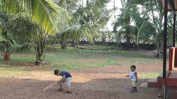 Children playing inside the resort