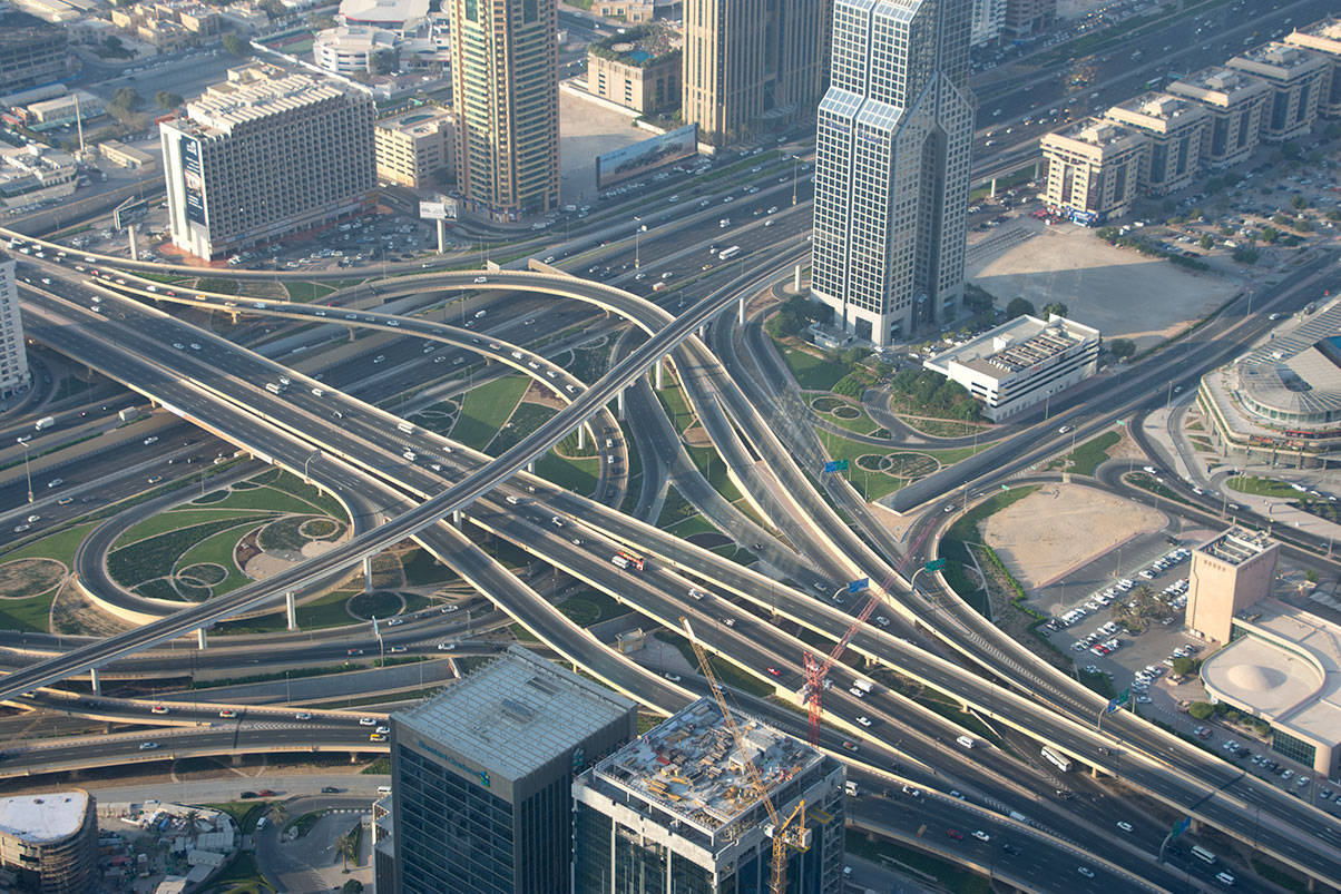 Fish View of Dubai Roads from Burj Khalifa