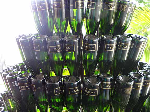 Empty bottles on display